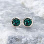 Sterling Silver May Emerald Birthstone Stud Earrings, thumbnail 5 of 9