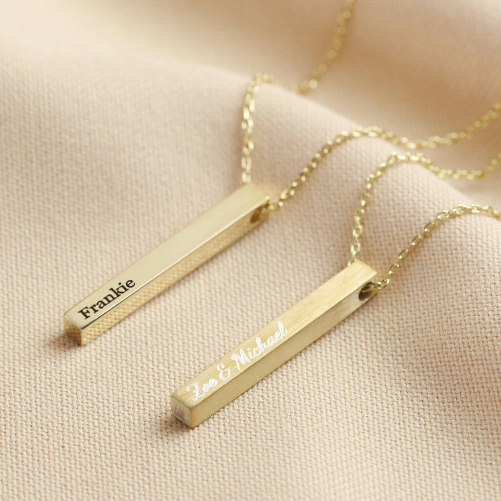 Personalised Solid 9ct Gold Bar Necklace By Lisa Angel ...