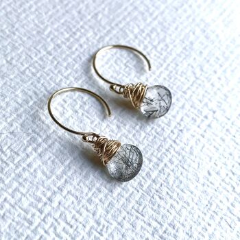 Tourmalinated Quartz Drop Earrings, 5 of 12