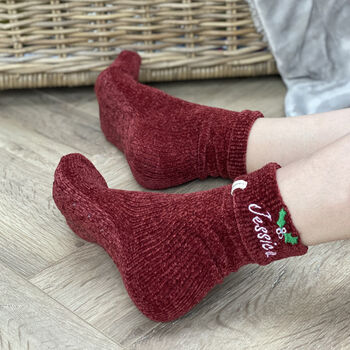 Personalised Christmas Holly Snug Socks, 2 of 2