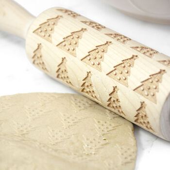 Personalised Kids Christmas Tree Dough Rolling Pin, 4 of 5
