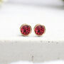 Yellow Gold Plated July Ruby Birthstone Stud Earrings, thumbnail 3 of 8