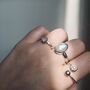 Adjustable Silver Birthstone Ring: Pearl, thumbnail 4 of 5