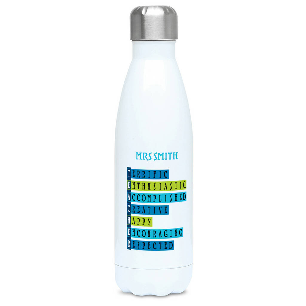 Personalised Teacher Qualities Insulated Drink Bottle By Flaming Imp ...