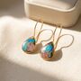 Pink Opal Turquoise Gold Plated Wire Drop Earrings, thumbnail 1 of 3