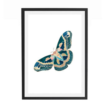 Moth White Gold Butterfly Girls Art Print, 3 of 4