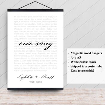 Your Special Song Print With Hanging Magnetic Frame, 3 of 3