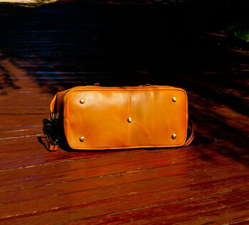 Front Straps Vintage Look Leather Weekender, 10 of 12