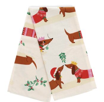 Festive Sausage Dog Tea Towel, 2 of 3