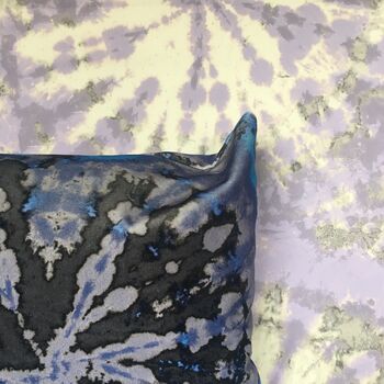 Tie Dye Velvet Cushion Mauve / Blue, 3 of 4