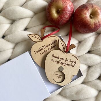 Personalised Message Reveal Wheel Apple Teacher Gift, 2 of 6