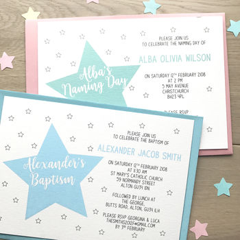 Personalised Christening Or Naming Day Star Invitations, 4 of 4
