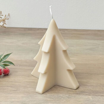 Beige Christmas Tree Candle Minimalist Christmas Decor, 9 of 9