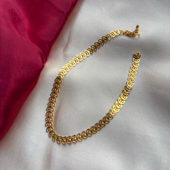 Golden Brass Boho Leaf Foot Payal Anklet, 3 of 7