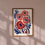 Red And Blue Abstract Flowers Art Print, thumbnail 1 of 4