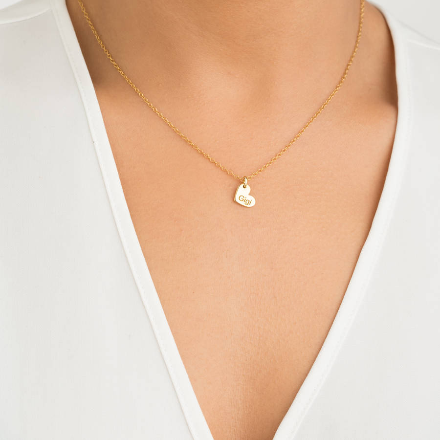personalised engraved 18ct gold heart pendant necklace by lily & roo