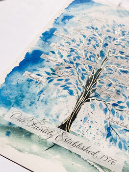 Winter Blue Personalised Family Tree Print, 8 of 8