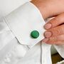 Green Pure Silk Covered Cufflinks, thumbnail 1 of 4