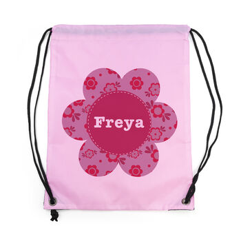 Personalised Classic Pink Flower Waterproof Swim Bag, 6 of 8