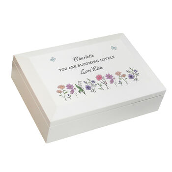 Personalised Wild Flowers Wooden Jewellery Box, 6 of 6