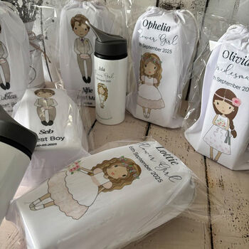Personalised Flower Girl Water Bottle, Custom Bridal Party Favour, 5 of 7