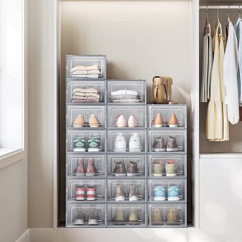 Pack Of Shoe Boxes Stackable Shoe Storage Organisers, 4 of 10