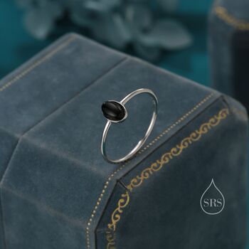 Sterling Silver Black Onyx Oval Ring In Sterling Silver, 4 of 12