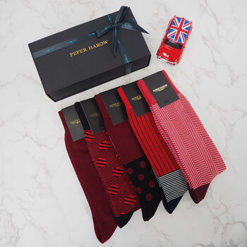 Customised Red Luxury Men's Socks Three Pair Gift, 2 of 10