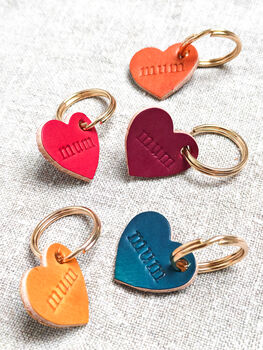 'Mum' Leather Heart Keyring, 5 of 9