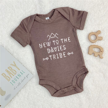 Personalised New To The Tribe Babygrow, 3 of 11
