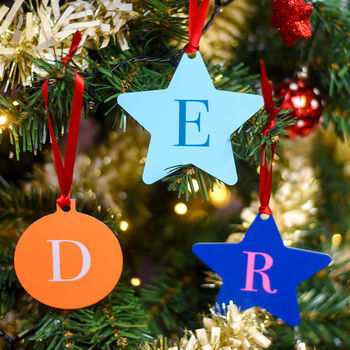 Personalised Colour Block Initial Christmas Decoration, 7 of 12