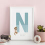 Personalised Children's Initial And Pet Print, thumbnail 1 of 7