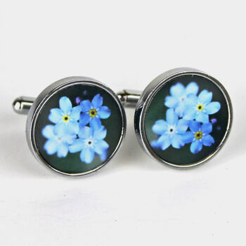 Forget Me Not Cufflinks For Funeral Or Memorial, 3 of 4