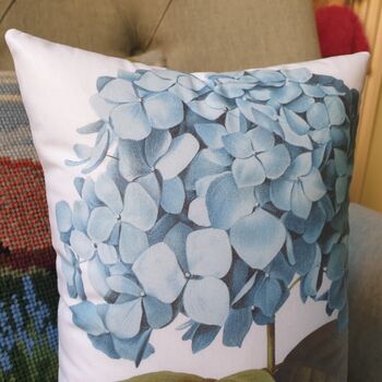 Blue Hydrangea Print Decorative Cushion, 2 of 5