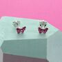 Petite Pink Zircon Butterfly Stud Earrings, thumbnail 1 of 2