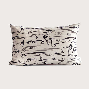 Natural Linen And Black Landscape Cushion, 3 of 4