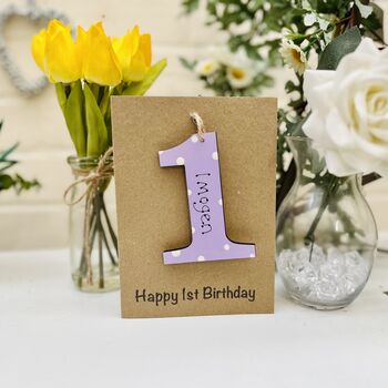 Personalised First 1st Birthday Wooden One Gift Card, 3 of 7