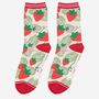 Women's Bamboo Socks Strawberry Fruit Print, thumbnail 4 of 5