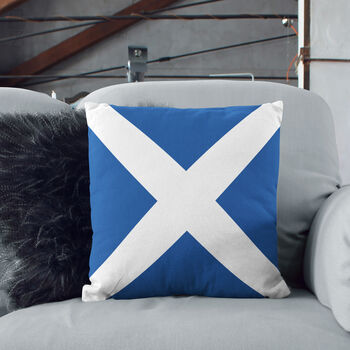 Scottish Saltire Square Cushion Cover In Blue And White, 6 of 12