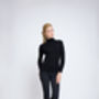 Black Ribbed Knit Roll Neck Sweater, thumbnail 1 of 3