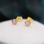 Sterling Silver Tiny Pink Opal Dot Stud Earrings, thumbnail 6 of 12
