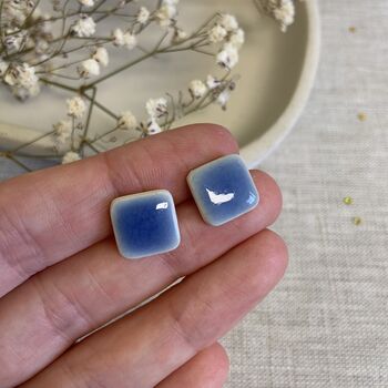 Blue Square Ceramic Earrings, 3 of 8