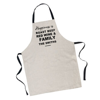 Personalised ‘Happiness Is’ Luxury Linen Apron, 3 of 5