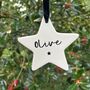 Personalised Christmas Hanging Ceramic Star, thumbnail 1 of 3