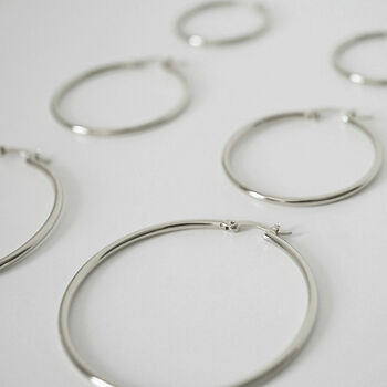 Quality Silver Plated Hoops, Three Sizes, 6 of 9