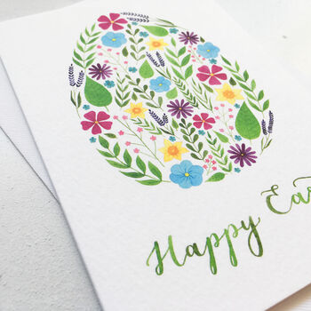 'Happy Easter' Hand Lettered Floral Watercolour Card, 2 of 2