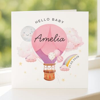 Personalised Welcome Baby Girl Card Balloon, 3 of 8