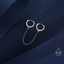 Cz Huggie Hoop Earrings With A Linking Chain, thumbnail 7 of 12