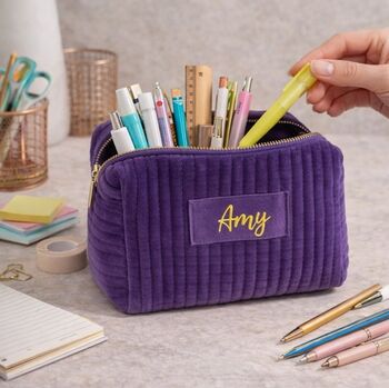 Personalised Soft Velvet Makeup Cosmetic Toiletry Bag, 5 of 7