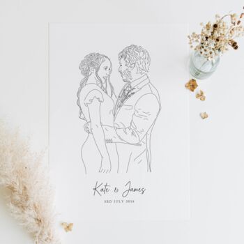 Personalised Wedding Portrait Line Drawing, 4 of 7
